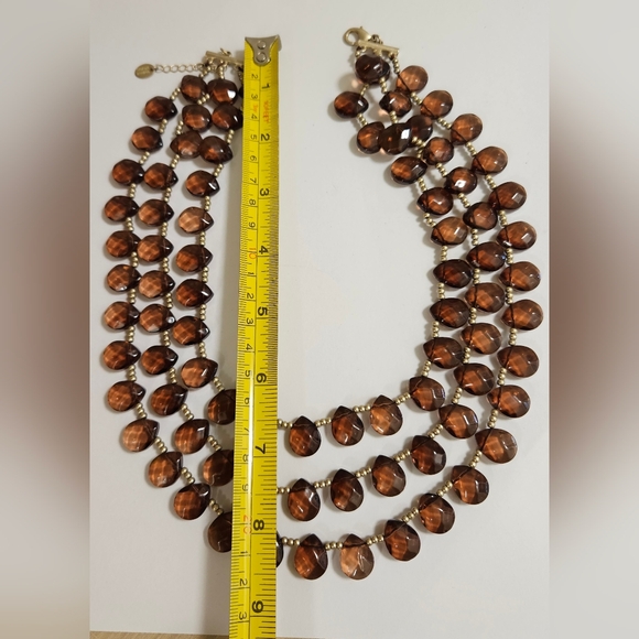 DANIELLE STEVENS GLASS TEARDROP BEADED TRIPLE STRAND NECKLACE - Picture 11 of 13